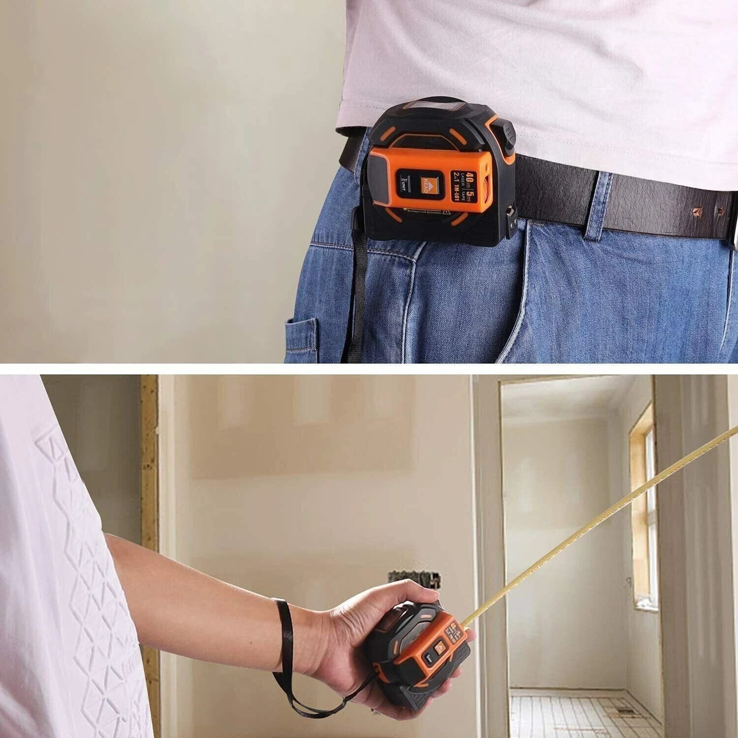 Tacklife TM-L01 2-in-1 Laser Distanzmesser 40m mit Maßband 5m & Magnethaken