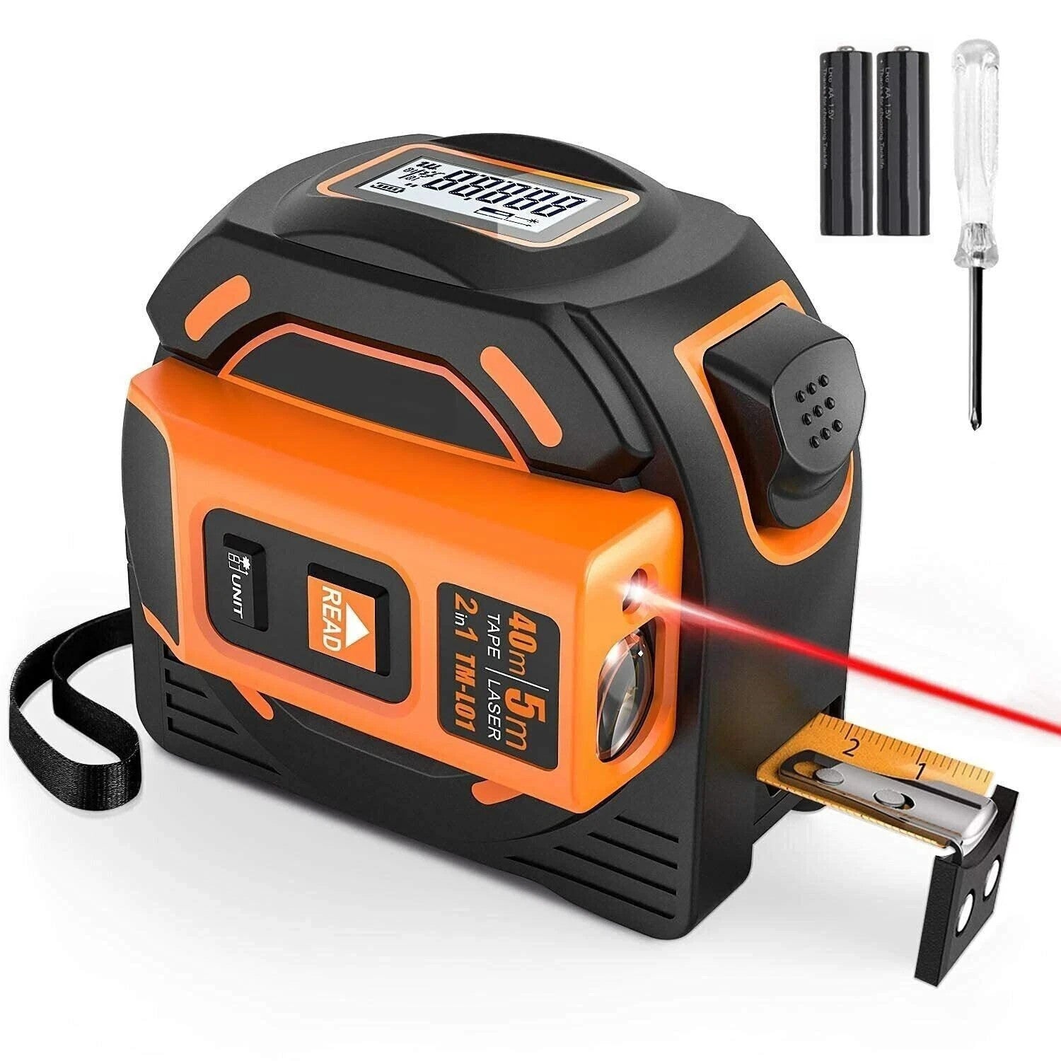 Tacklife TM-L01 Laser Messgerät 40m mit 5m Maßband Selbsthemmend HD-LCD Anzeige