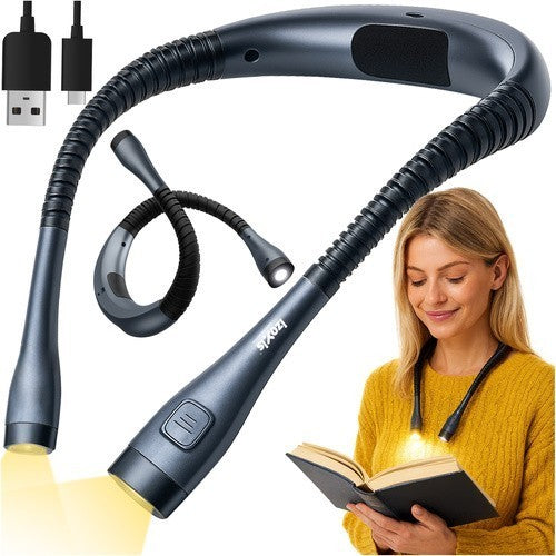 LED Halslampe zum Lesen–Wiederaufladbare USB-C Leselampe mit 3 Lichtmodi