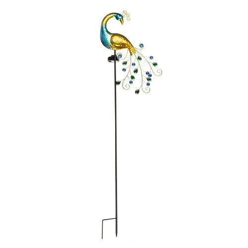 Solar Gartenleuchte Pfau mit 40 LEDs – LED Solarleuchte mit Dämmerungssensor IP44