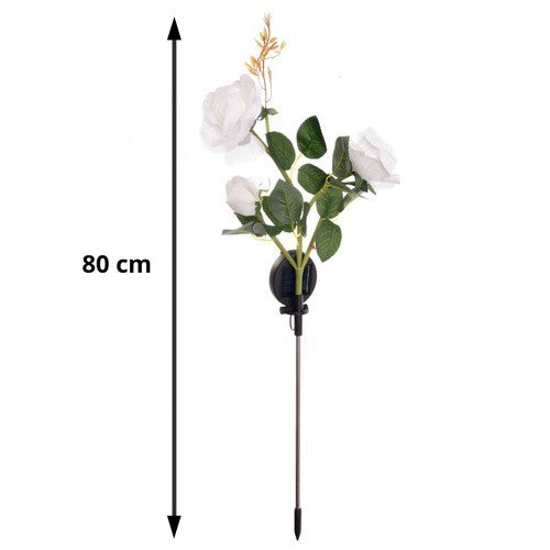 Solar Gartenrose LED Lampe mit 3 Blumen IP44 Solarleuchte für Garten Terrasse