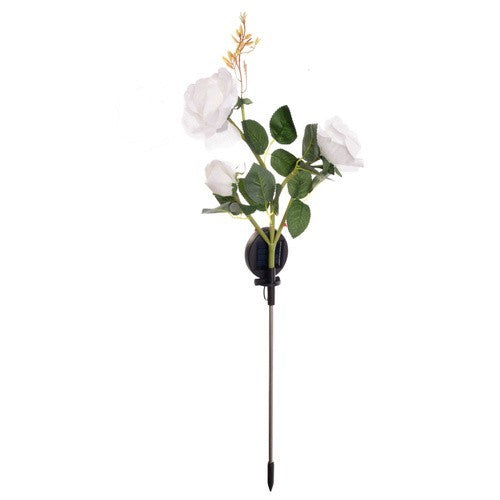Solar Gartenrose LED Lampe mit 3 Blumen IP44 Solarleuchte für Garten Terrasse