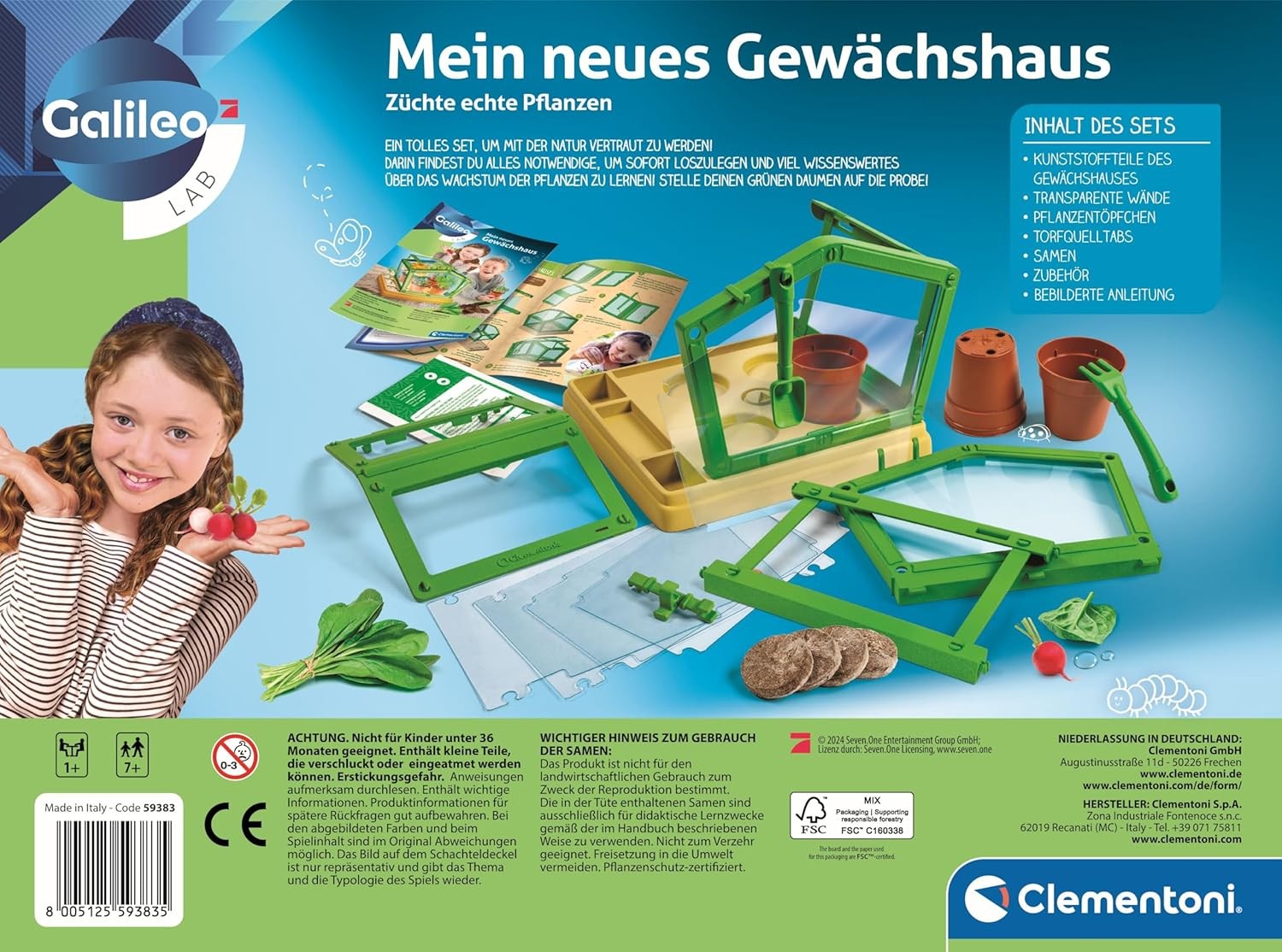 Clementoni Galileo Lab Gewächshaus – Pflanzkasten & Samen Garten Set für Kinder