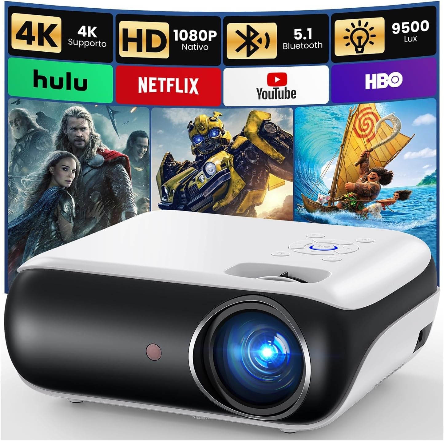 HAPPRUN H1 Mini Beamer 4K Full HD 1080p Bluetooth Projektor HDMI USB PS5