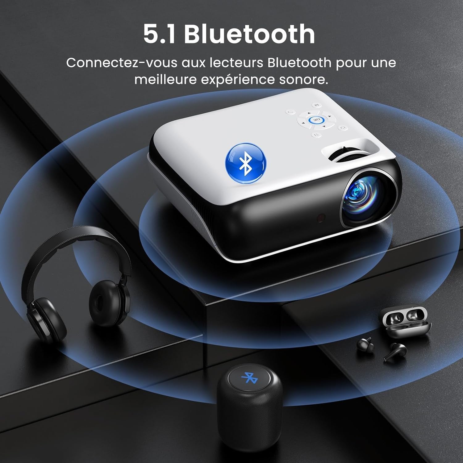 HAPPRUN H1 Mini Beamer 4K Full HD 1080p Bluetooth Projektor HDMI USB PS5