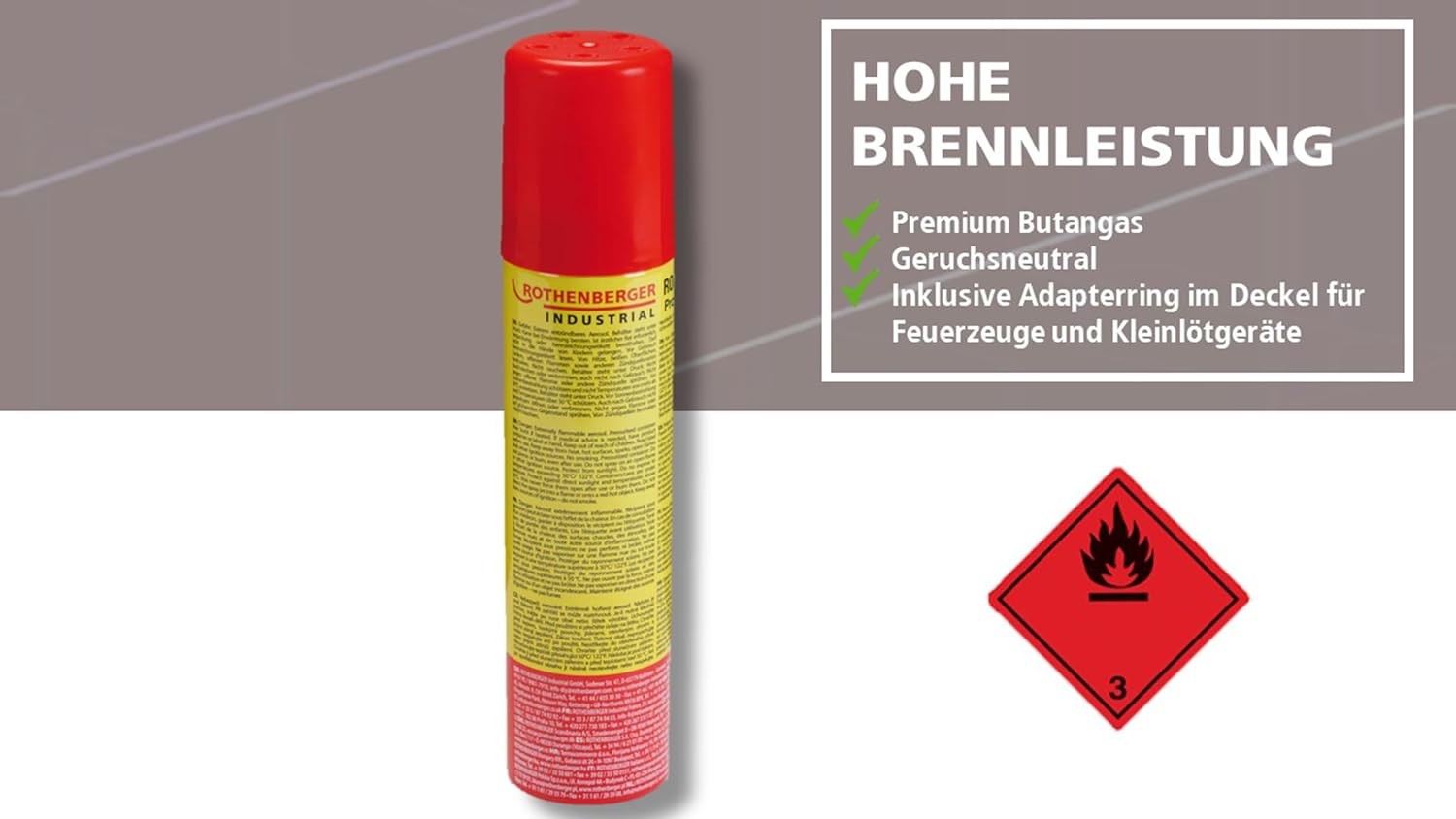 Rothenberger Industrial 4x Nachfüllgas 100 ml – Universal Feuerzeuggas + 5
