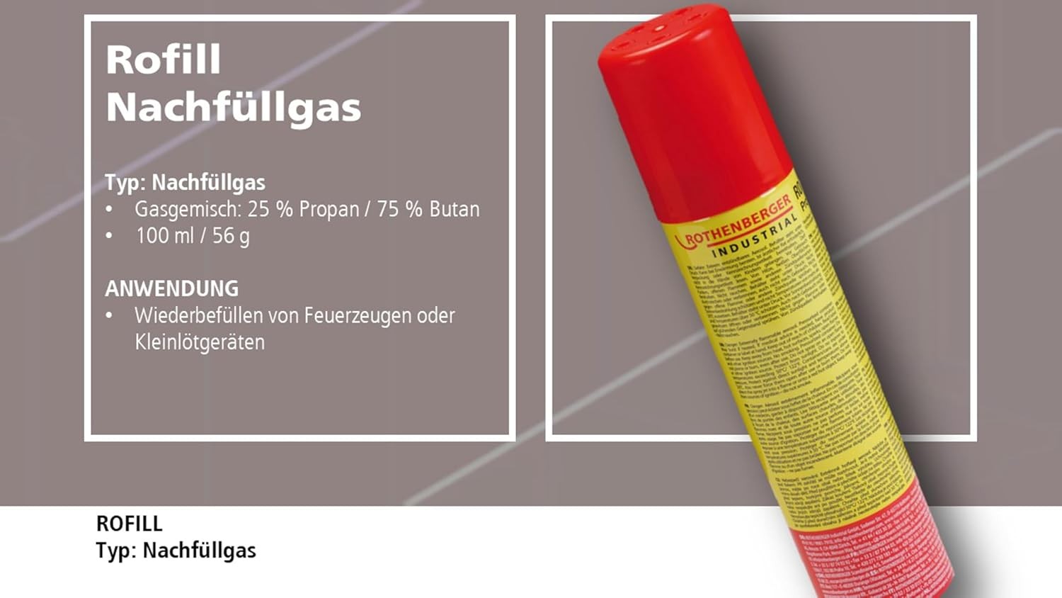 Rothenberger Industrial 2x Nachfüllgas 100 ml – Universal Feuerzeuggas + 5