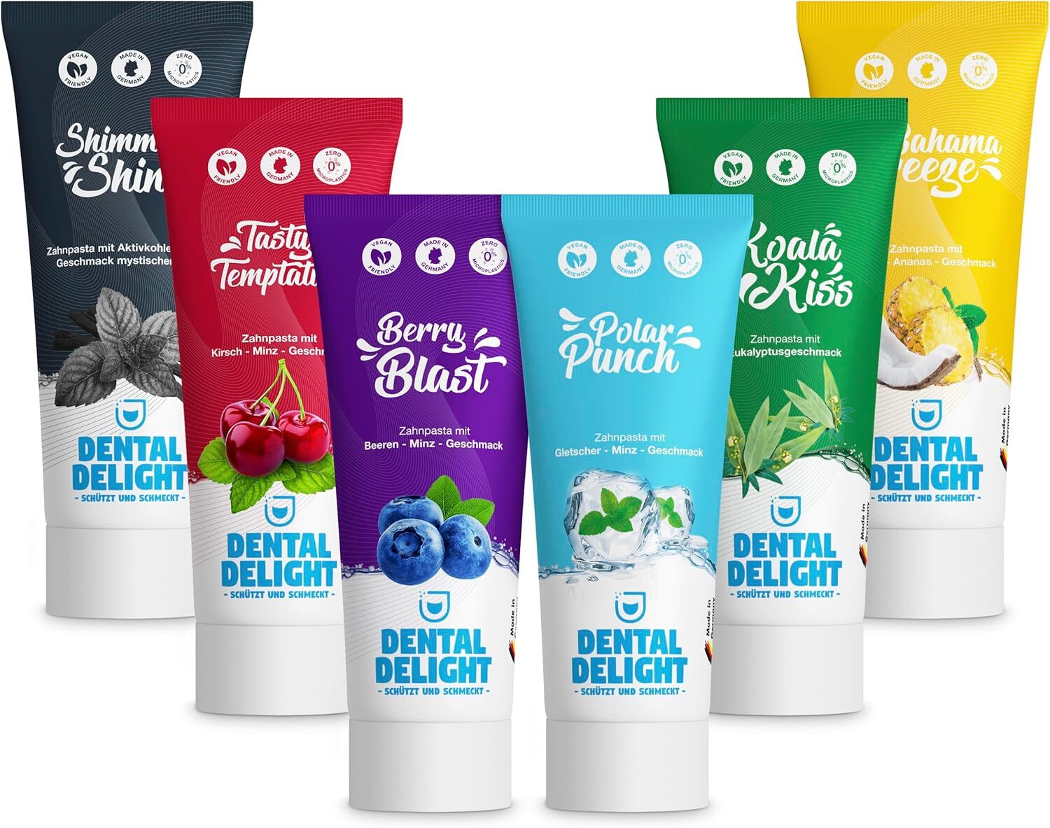 Dental Delight Berry Blast Zahnpasta – Vegane Zahncreme Blaubeere-Minze im 4er Pack