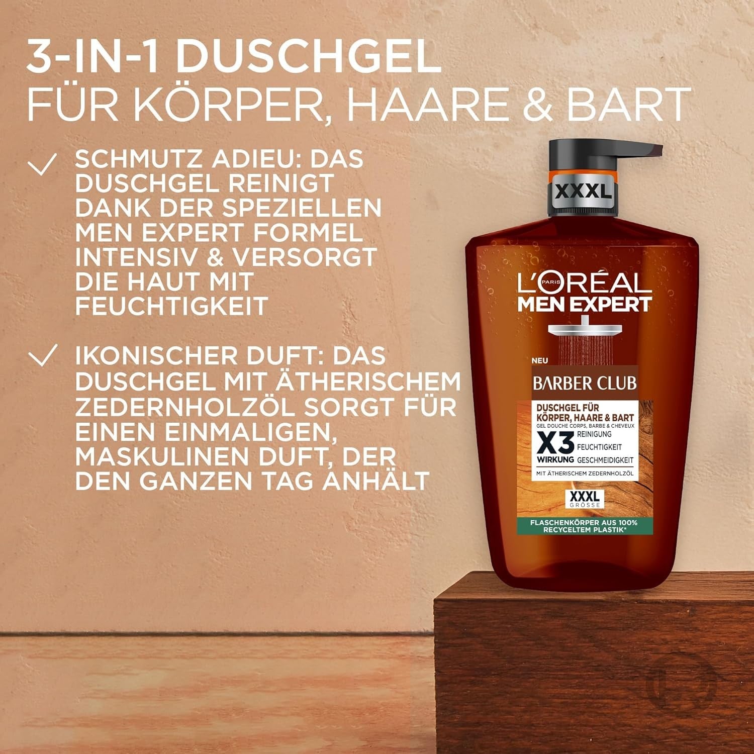 L'Oréal Men Expert Barber Club XXXL Duschgel Shampoo 1000ml Herren