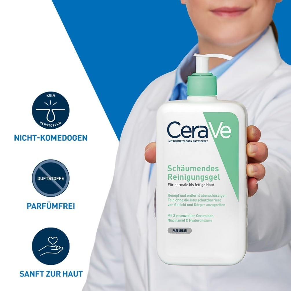 CeraVe Schäumendes Reinigungsgel 562ml | Sebum Kontrolle, Hyaluron & Niacinamid