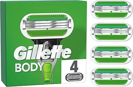 Gillette Body Rasierklingen Herren, 4 Original Ersatzklingen mit 3-Fach Klinge
