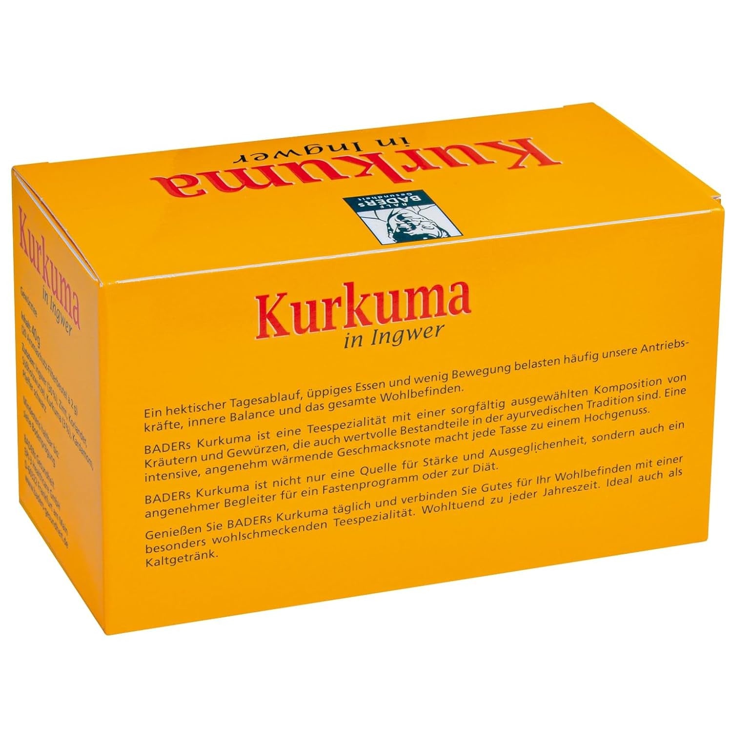 BADERs Kurkuma Ingwer Tee 20 Filterbeutel Ayurvedischer Gewürztee Apotheke
