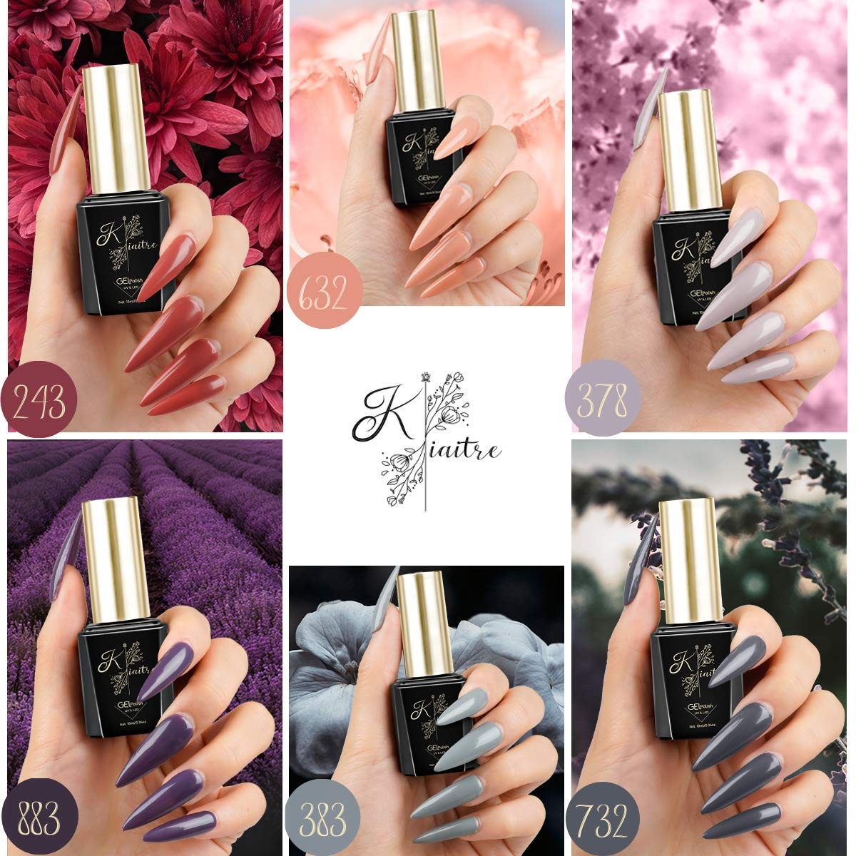 Kiaitre UV Gel Nagellack Set 6 Farben Herbst Winter Farbgel mit Geschenkbox