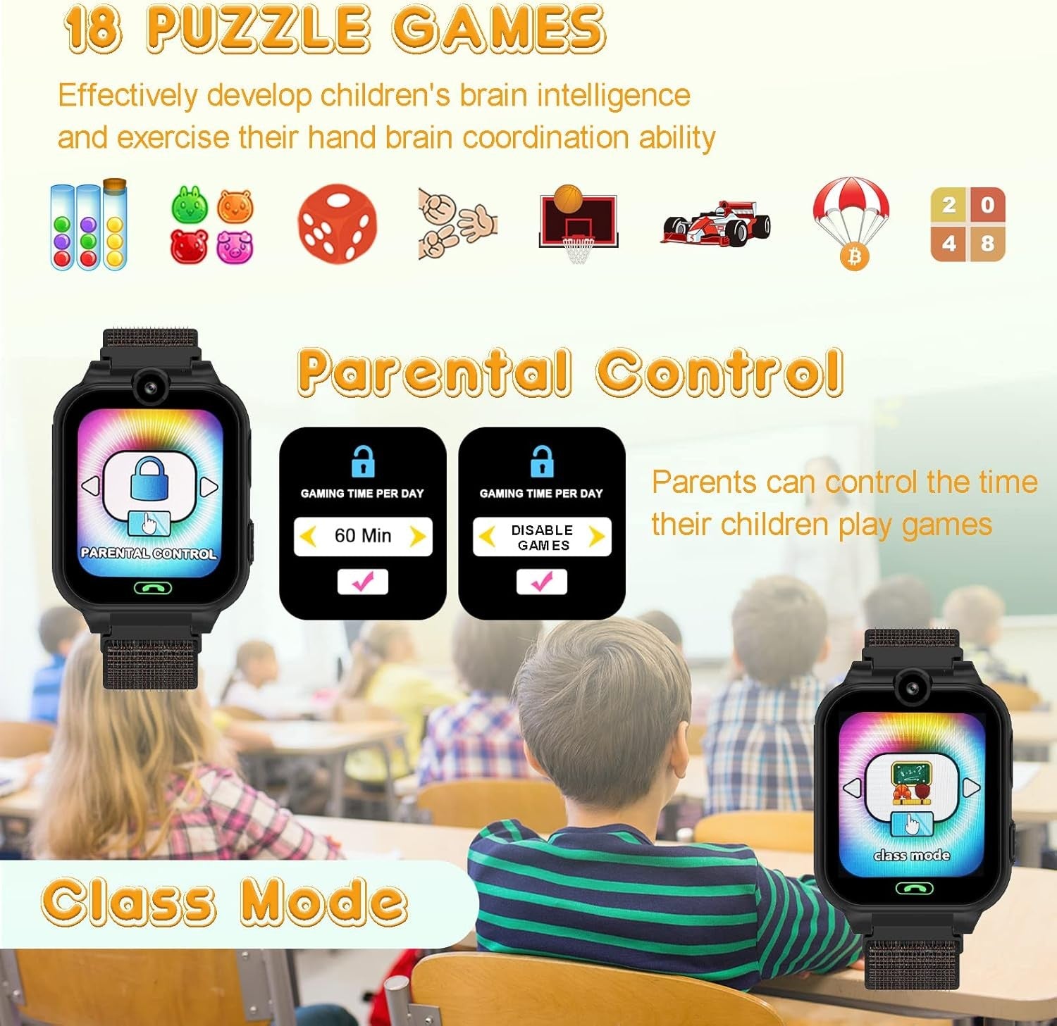 PTHTECHUS Smartwatch Kinder - 1.68'' Uhr Telefon für Mädchen Jungen mit Anruf