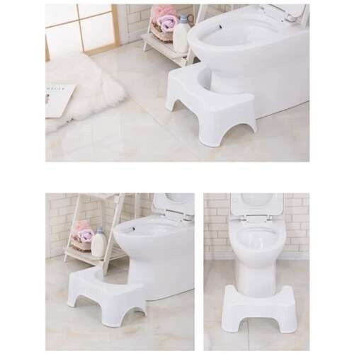 WC Hocker Toiletten Fußstütze – Ergonomischer Toilettenhocker aus Kunststoff Weiß