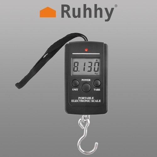 RUHHY Reisegepäckwaage 40 kg – Digitale Kofferwaage mit LED Display, Tara-Funktion und Haken