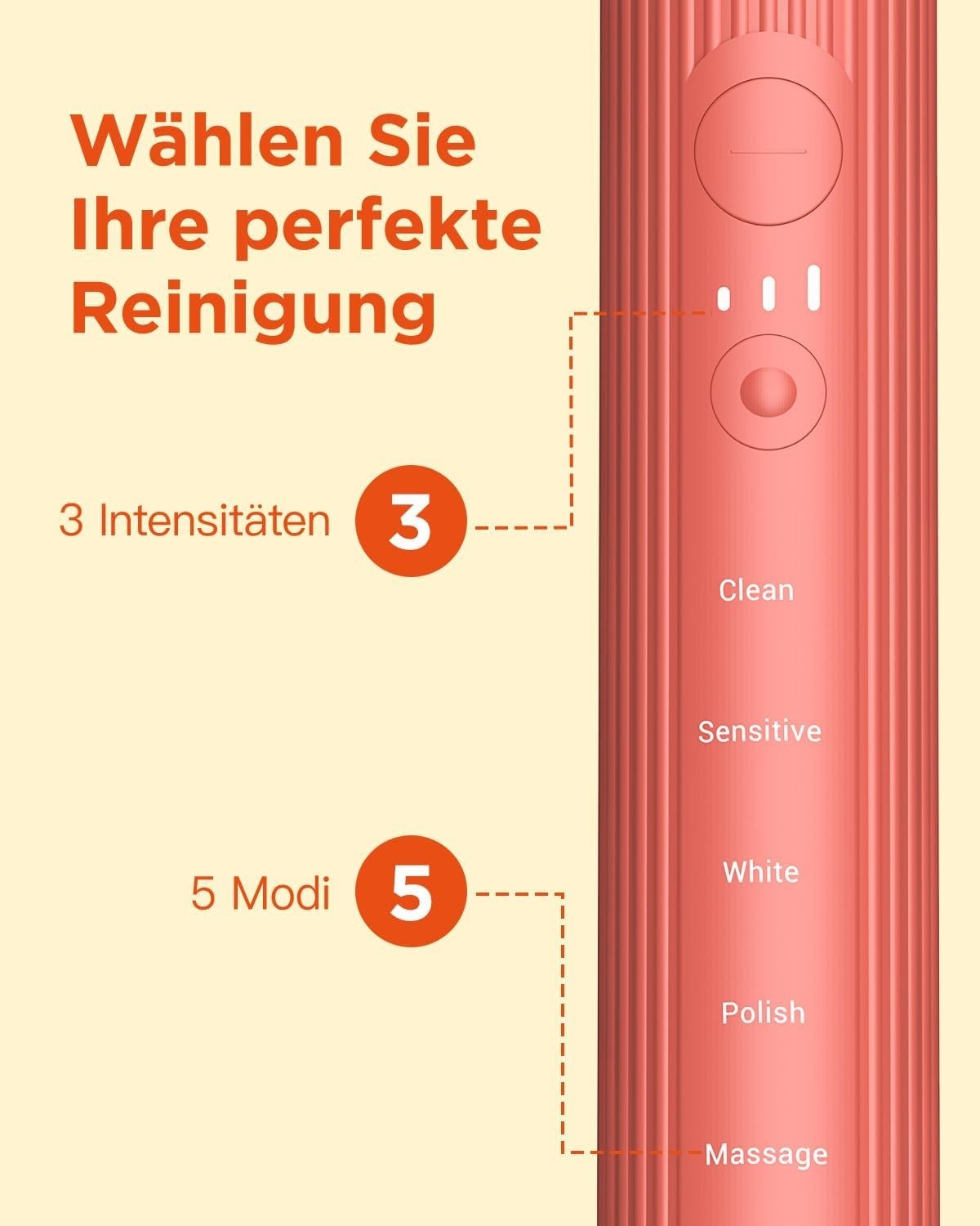 Elektrische Schallzahnbürste – 5 Modi 3 Intensitäten 8 Köpfe Timer Reiseetui   BLAU oder ROSENROT FARBE     6974680411613