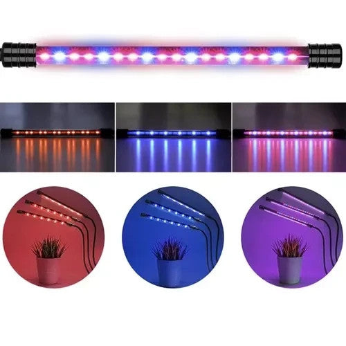 LED Pflanzenlampe 3 Kopf Grow Lampe Vollspektrum Pflanzenlicht USB Timer