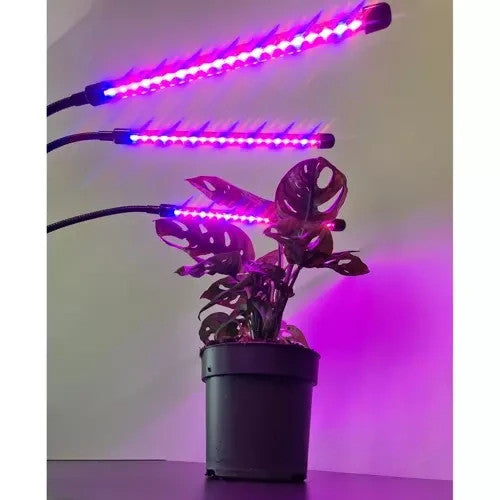 LED Pflanzenlampe 3 Kopf Grow Lampe Vollspektrum Pflanzenlicht USB Timer