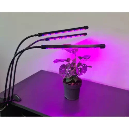 LED Pflanzenlampe 3 Kopf Grow Lampe Vollspektrum Pflanzenlicht USB Timer