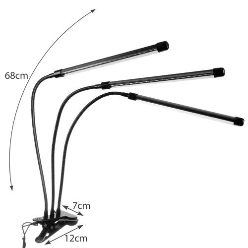 LED Pflanzenlampe 3 Kopf Grow Lampe Vollspektrum Pflanzenlicht USB Timer
