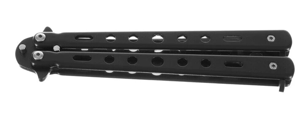 Balisong Butterfly Trainer – stumpfes Übungsmesser für Tricktraining Schwarz