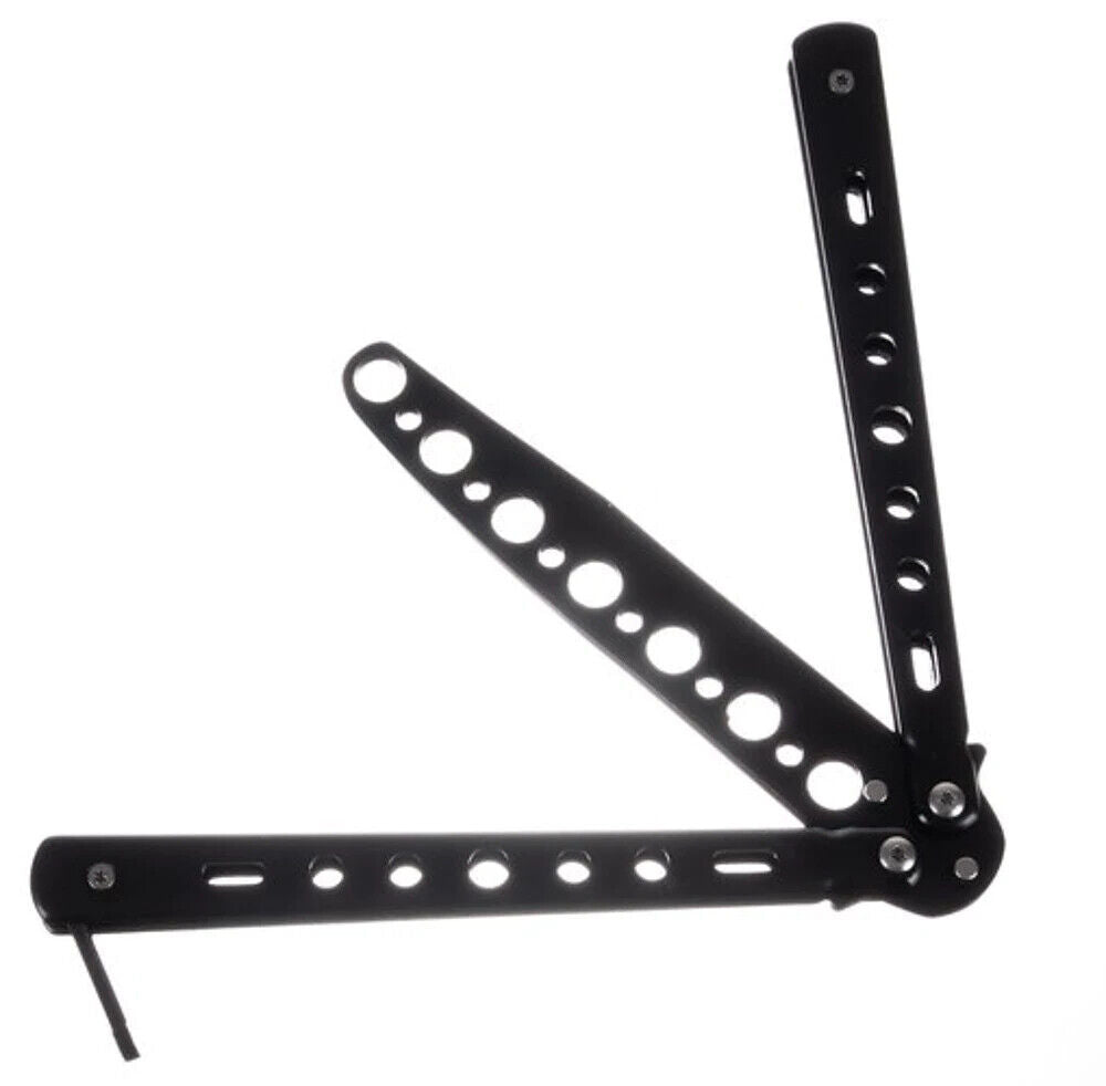 Balisong Butterfly Trainer – stumpfes Übungsmesser für Tricktraining Schwarz