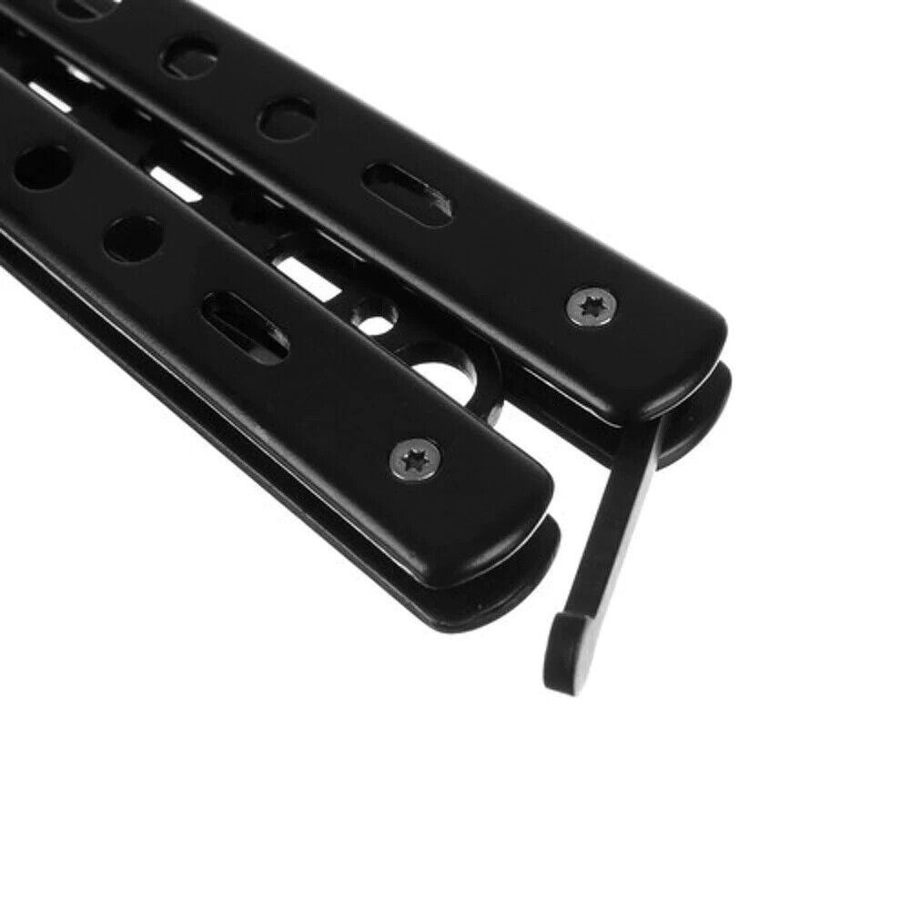 Balisong Butterfly Trainer – stumpfes Übungsmesser für Tricktraining Schwarz