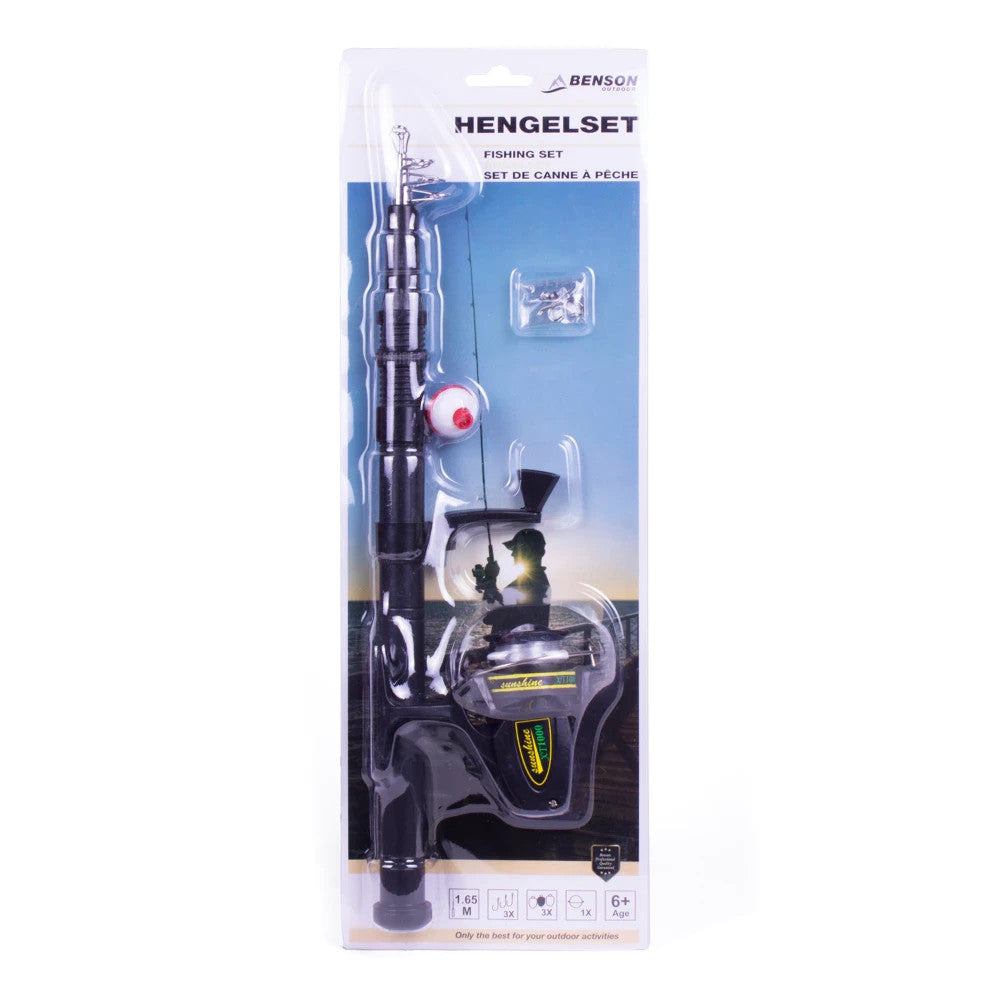 Angelset Teleskop Rute 165cm Rolle Set Haken Schwimmer Angeln