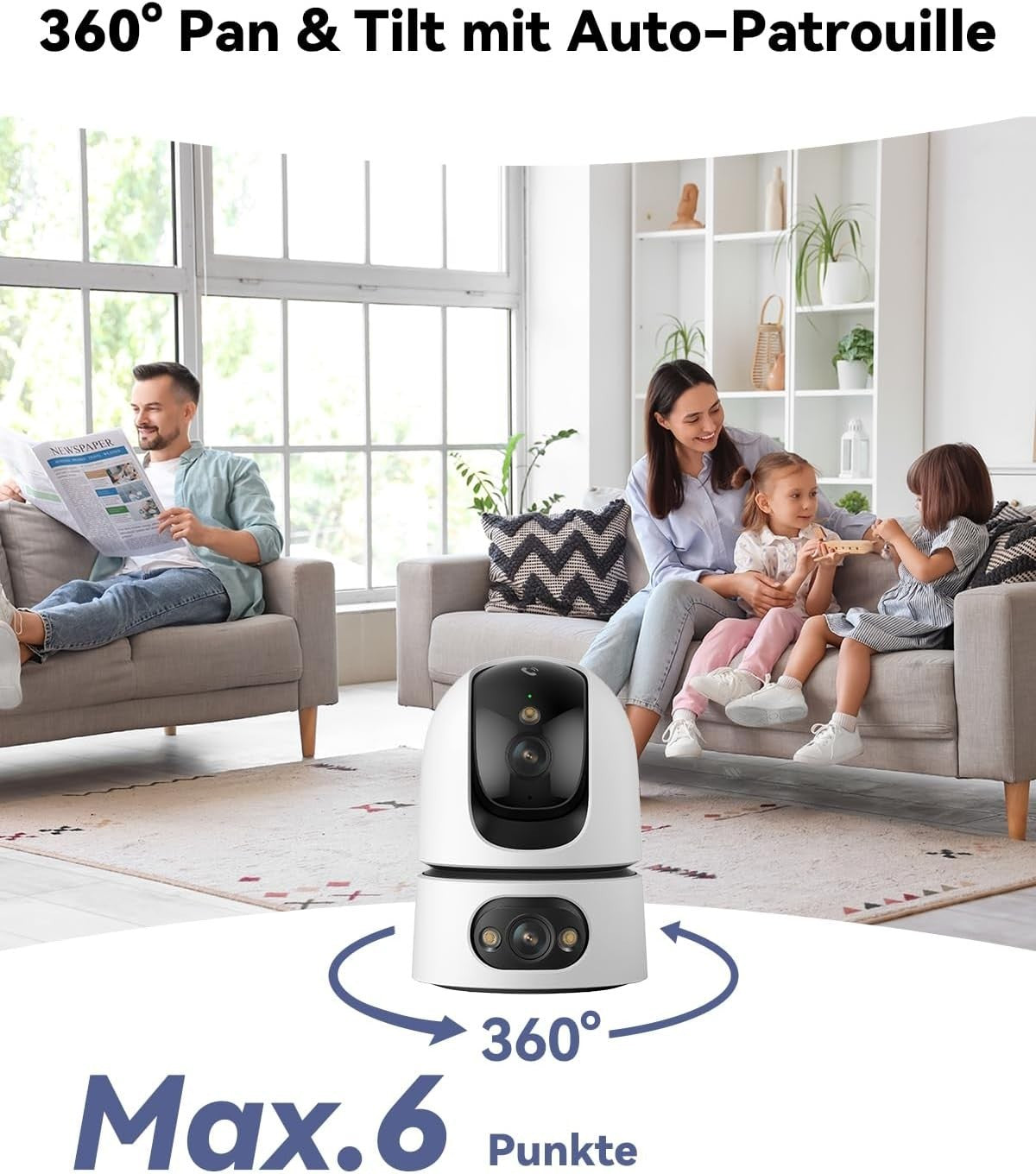 Imou Innenkamera 2K Dual Kamera 360° WLAN Nachtsicht Audio