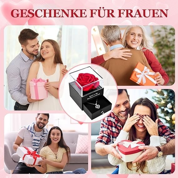 Ewige Rose Geschenkset mit 925 Silber Kette Valentinstag Geschenk