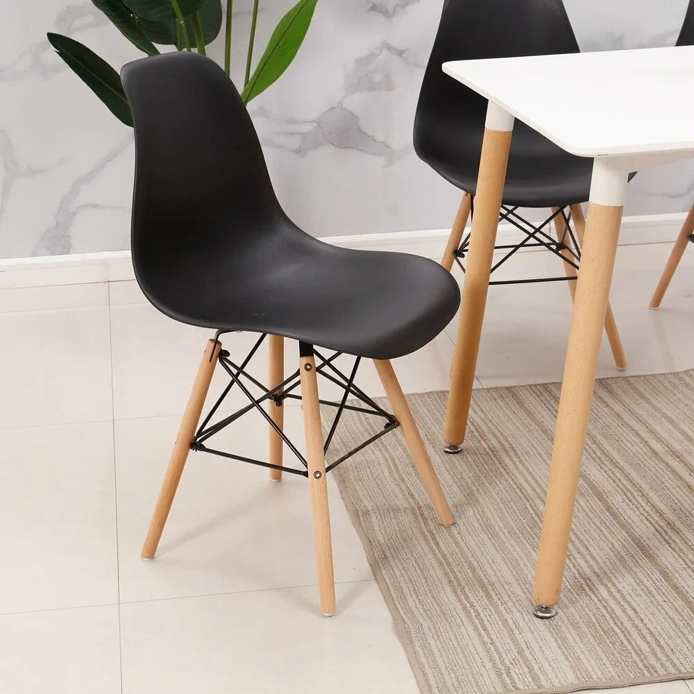 4er Set Esszimmerstühle modern Kunststoff Küchenstuhl Wohnzimmer Stühle Holzbeine 3 Farben
