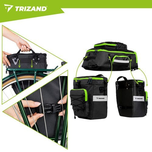 TRIZAND 65L Fahrradtasche wasserdicht 3in1 Gepäckträger Tasche Rucksack Bikepacking Set
