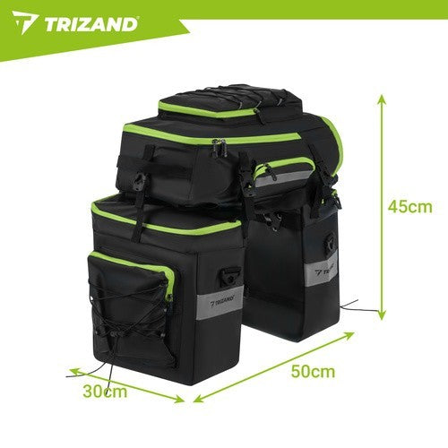 TRIZAND 65L Fahrradtasche wasserdicht 3in1 Gepäckträger Tasche Rucksack Bikepacking Set