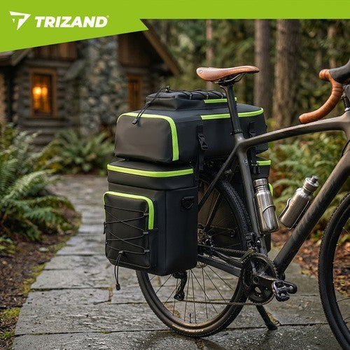 TRIZAND 65L Fahrradtasche wasserdicht 3in1 Gepäckträger Tasche Rucksack Bikepacking Set