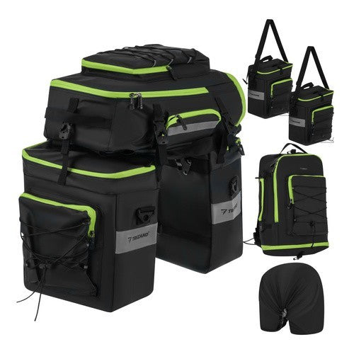 TRIZAND 65L Fahrradtasche wasserdicht 3in1 Gepäckträger Tasche Rucksack Bikepacking Set