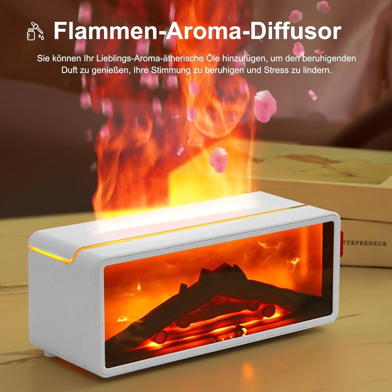 Aroma Diffuser Luftbefeuchter Flammen Effekt LED 7 Farben Timer