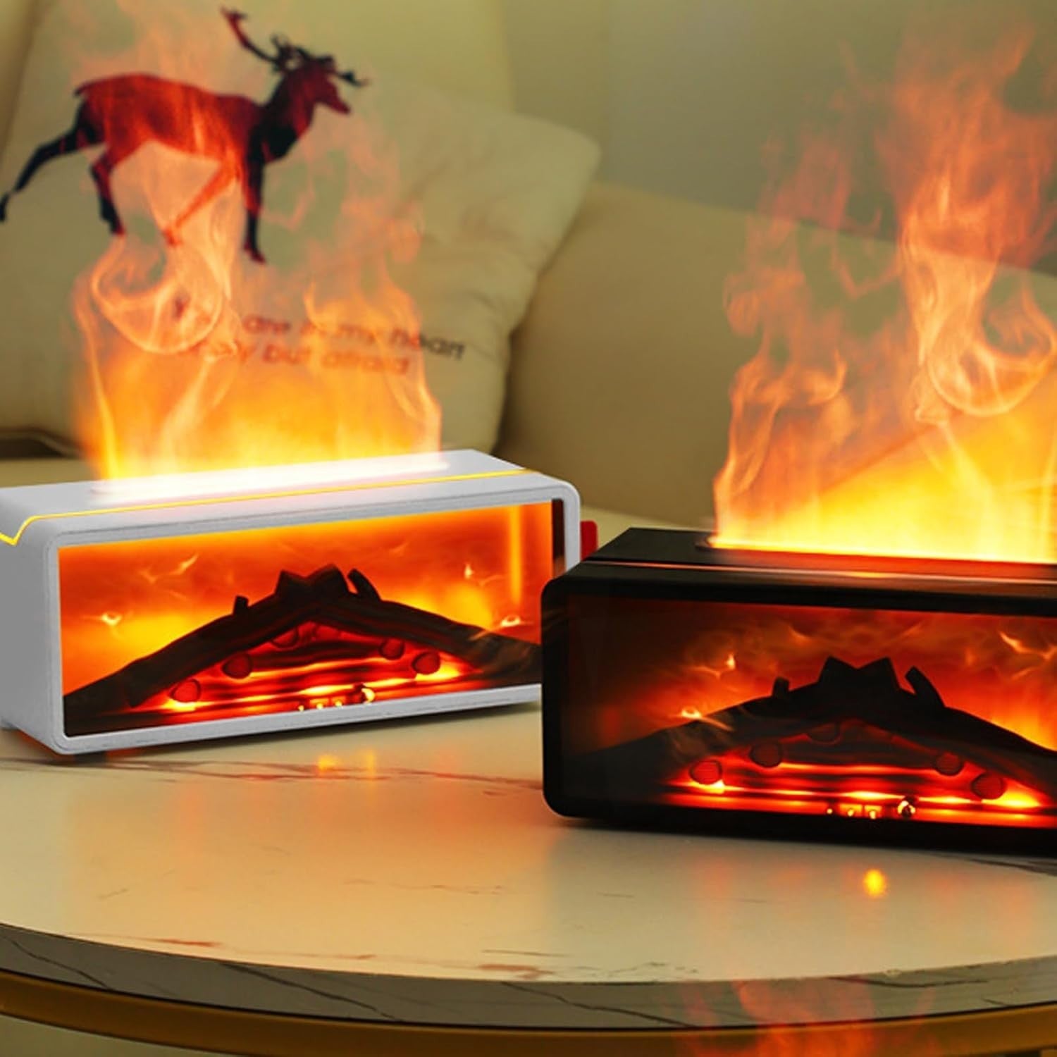 Aroma Diffuser Luftbefeuchter Flammen Effekt LED 7 Farben Timer
