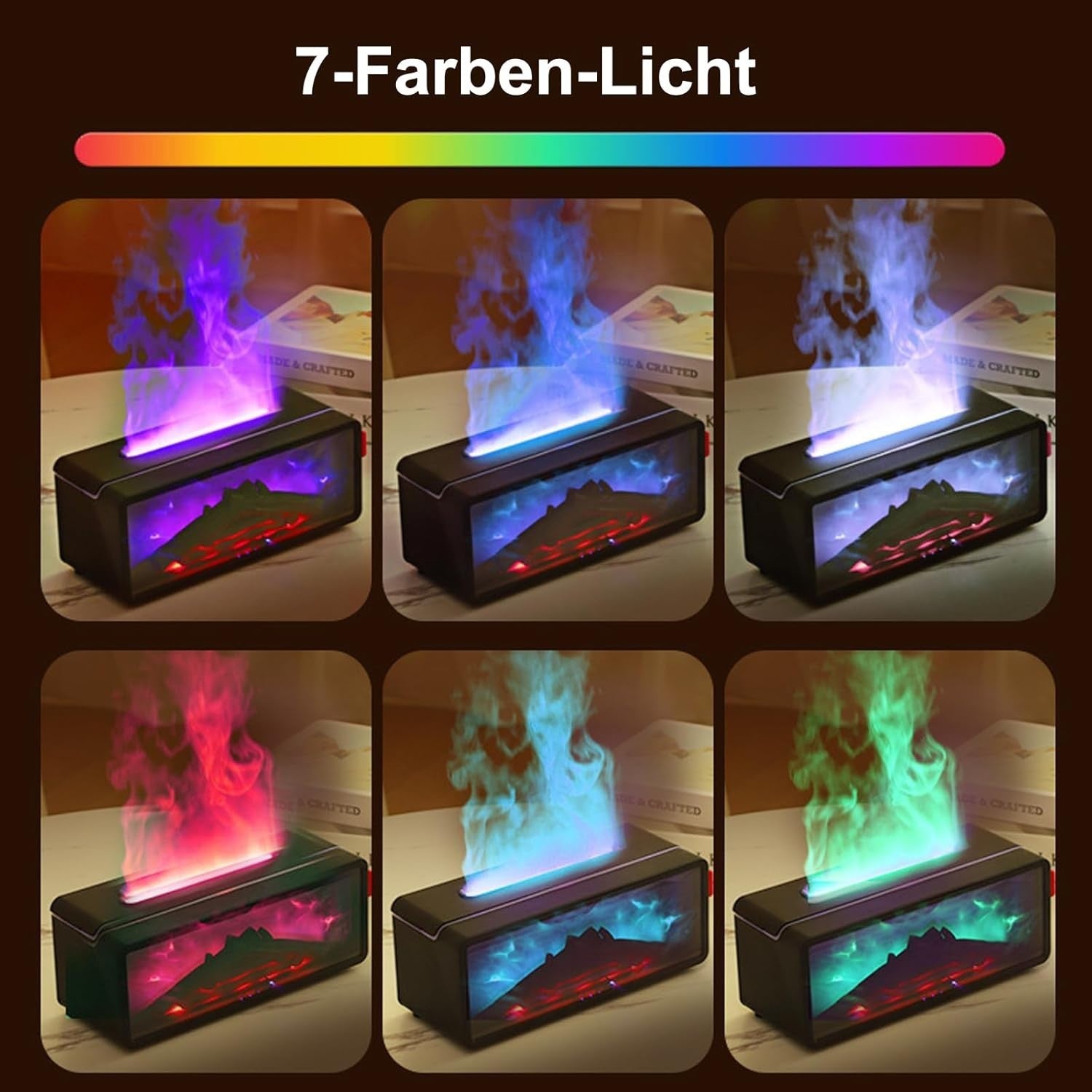 Aroma Diffuser Luftbefeuchter Flammen Effekt LED 7 Farben Timer