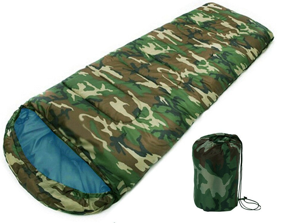 Mumienschlafsack Camping mit Kapuze leicht warm Outdoor Tarnfarbe - Schlafsack