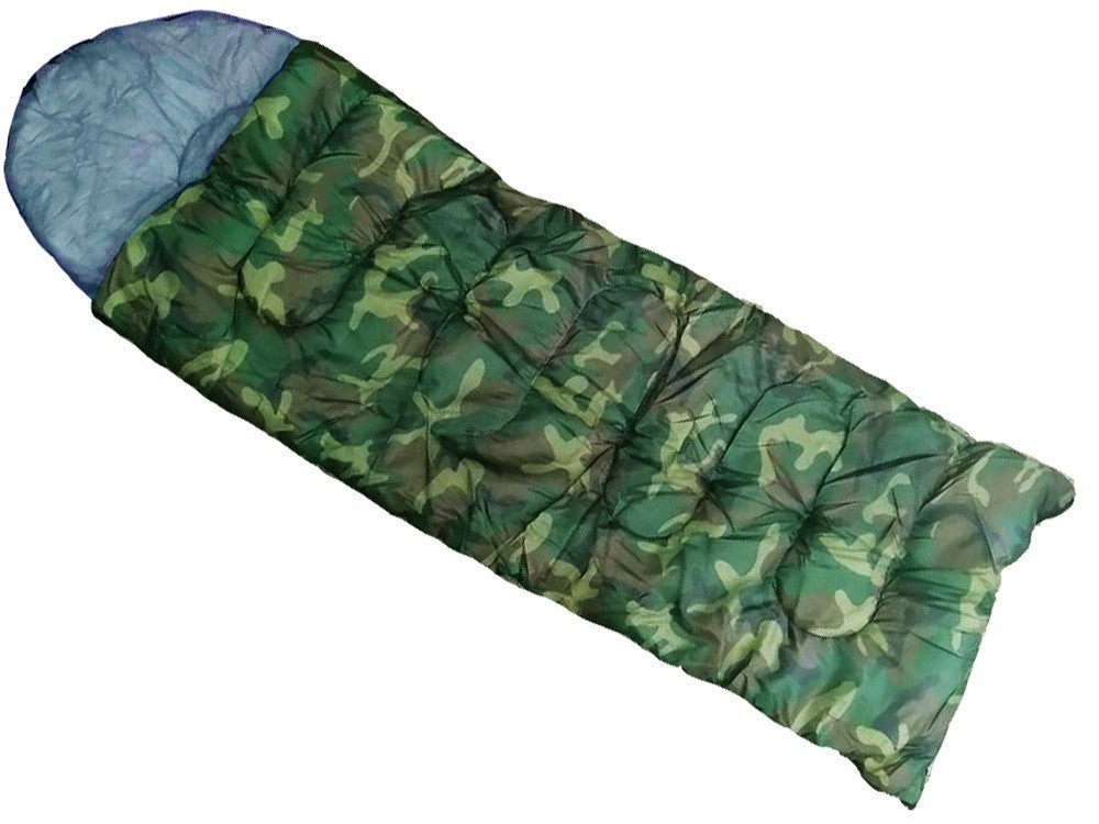 Mumienschlafsack Camping mit Kapuze leicht warm Outdoor Tarnfarbe - Schlafsack