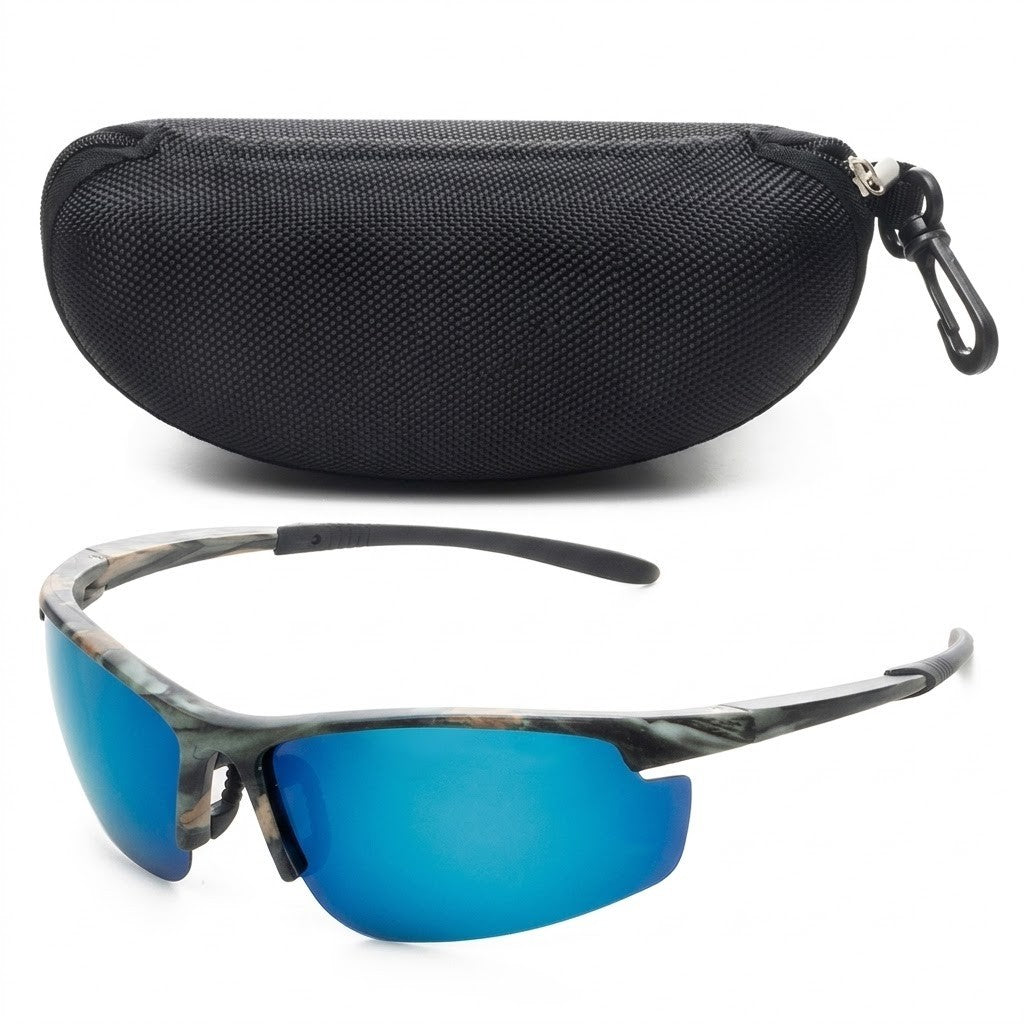 Sport Sonnenbrille UV400 Panorama Fahrrad Laufbrille mit EVA Etui Unisex