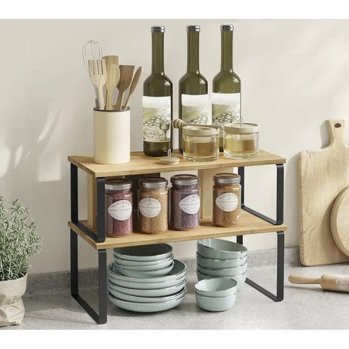 Bambus Gewürzregal 2er Set Küchenregal Organizer Standregal Küche