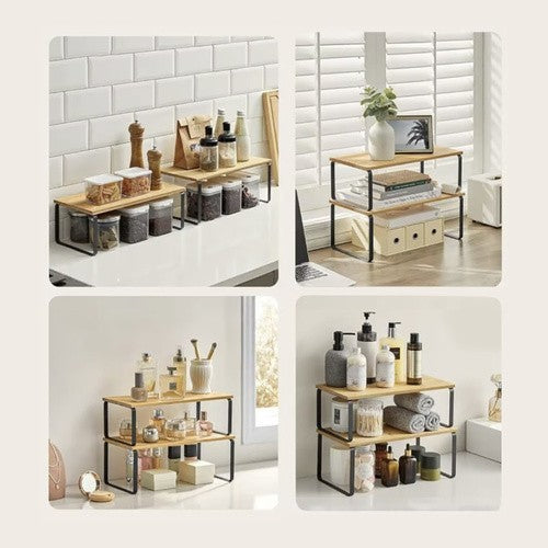 Bambus Gewürzregal 2er Set Küchenregal Organizer Standregal Küche