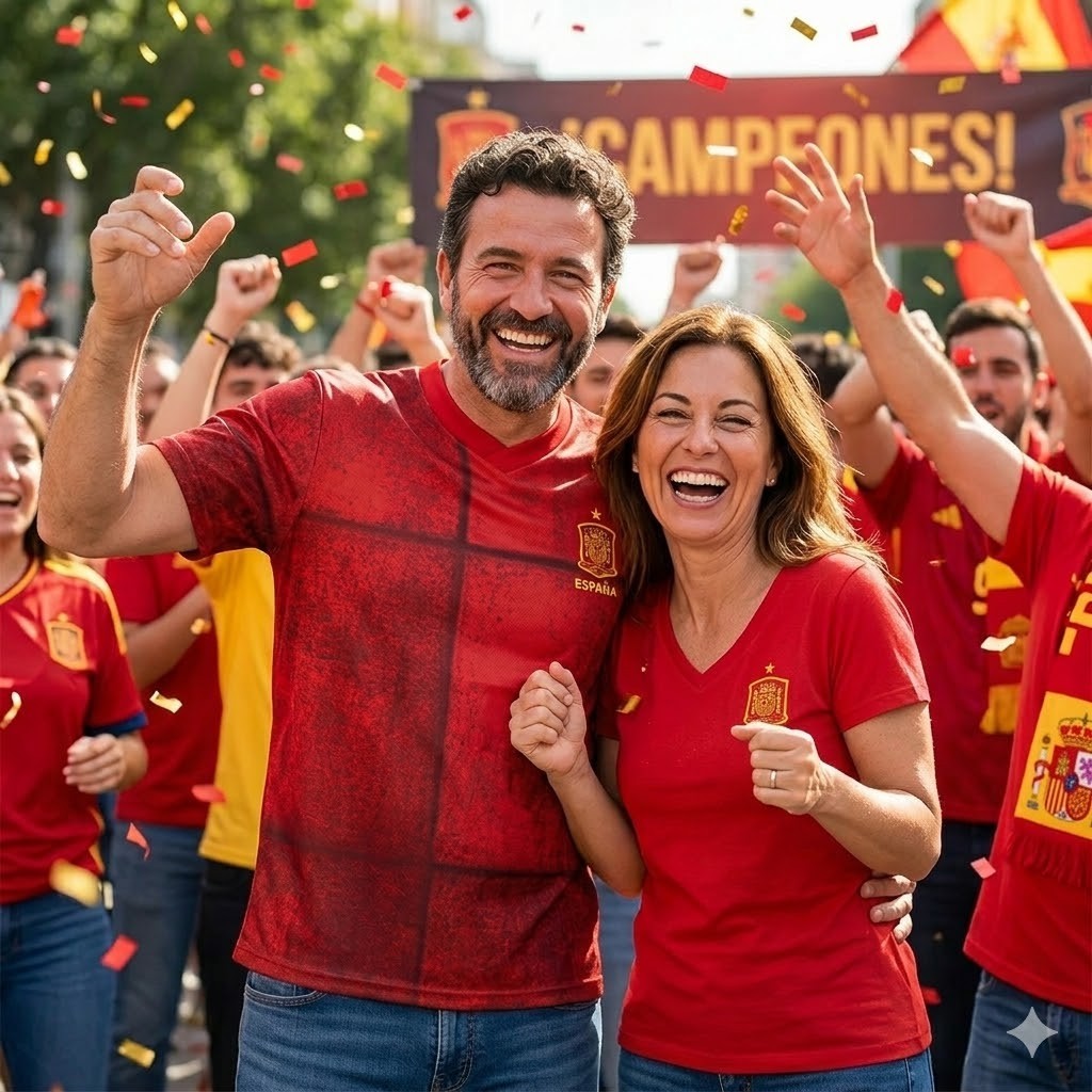 Spanien FanShirt Fußball T-Shirt WM EM Trikot Unisex V-Ausschnitt - Camiseta de España para Aficionados al Fútbol | Mundial, Eurocopa, Unisex Cuello en V