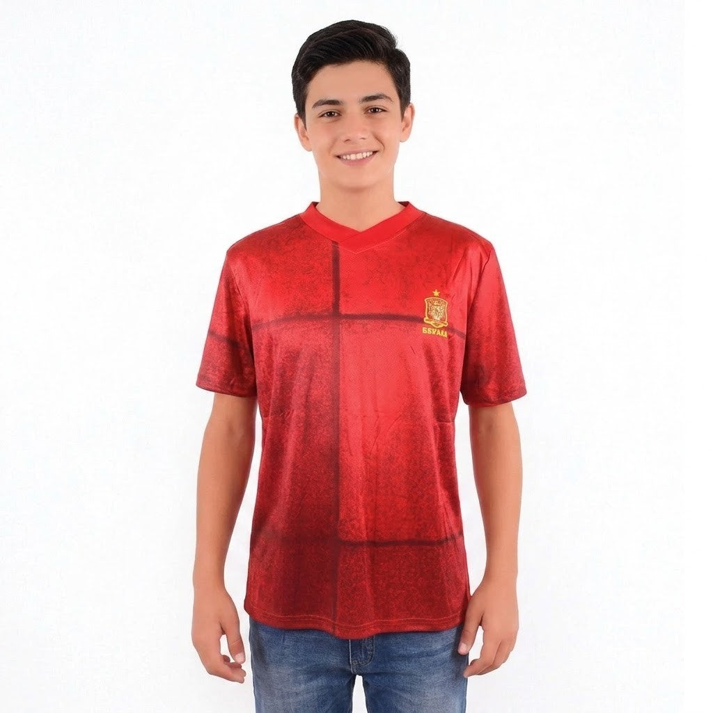 Spanien FanShirt Fußball T-Shirt WM EM Trikot Unisex V-Ausschnitt - Camiseta de España para Aficionados al Fútbol | Mundial, Eurocopa, Unisex Cuello en V
