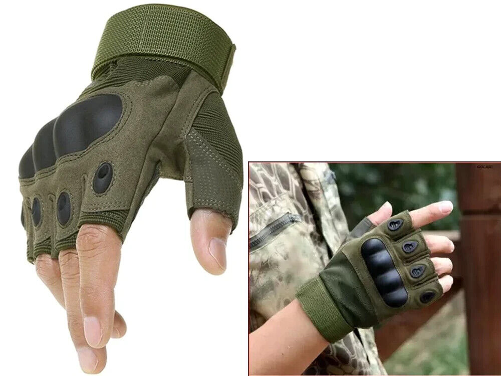 Taktische Fingerlose Handschuhe XL – Militär Outdoor Handschuhe mit Knöchelschutz für Fahrrad, Airsoft, Arbeit und Survival  5904800123752