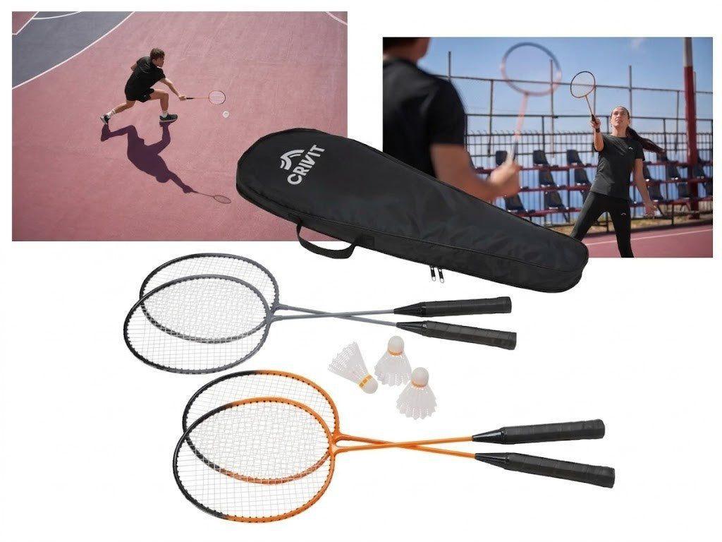 CRIVIT Badminton Set Federball 4 Spieler Schläger Bälle Tasche Outdoor