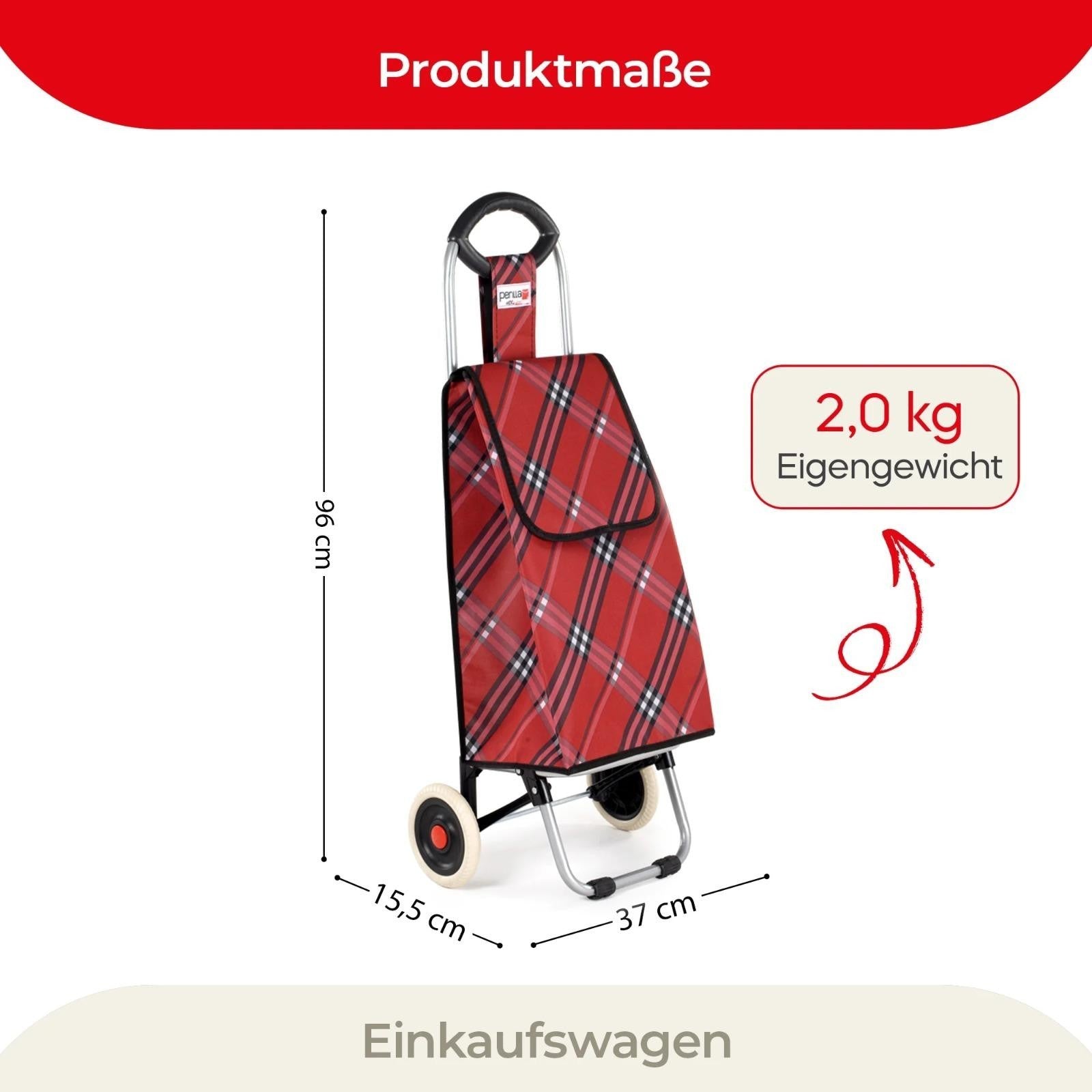 Einkaufstrolley faltbar 94cm Einkaufswagen Tasche auf Rädern