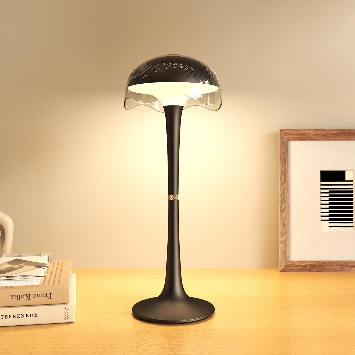 LED Tischlampe kabellos Touch dimmbar Akku USB Nachtlicht Schwarz